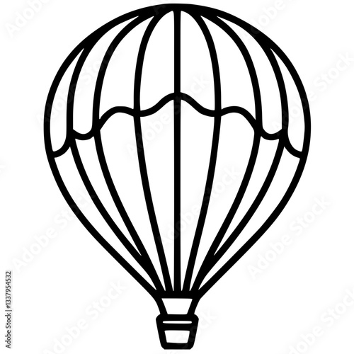 One line hot air balloon silhouette