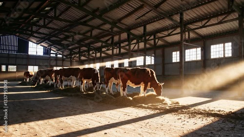 The Cows in Barn Light