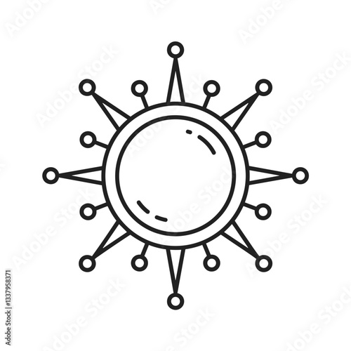 Sun icon with rays in minimalist style representing warmth and light  