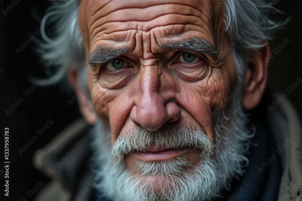 A man with a hat and a beard is staring at the camera. He has a serious expression on his face A man with a hat and a beard is staring at the camera. He has a serious expression on his face