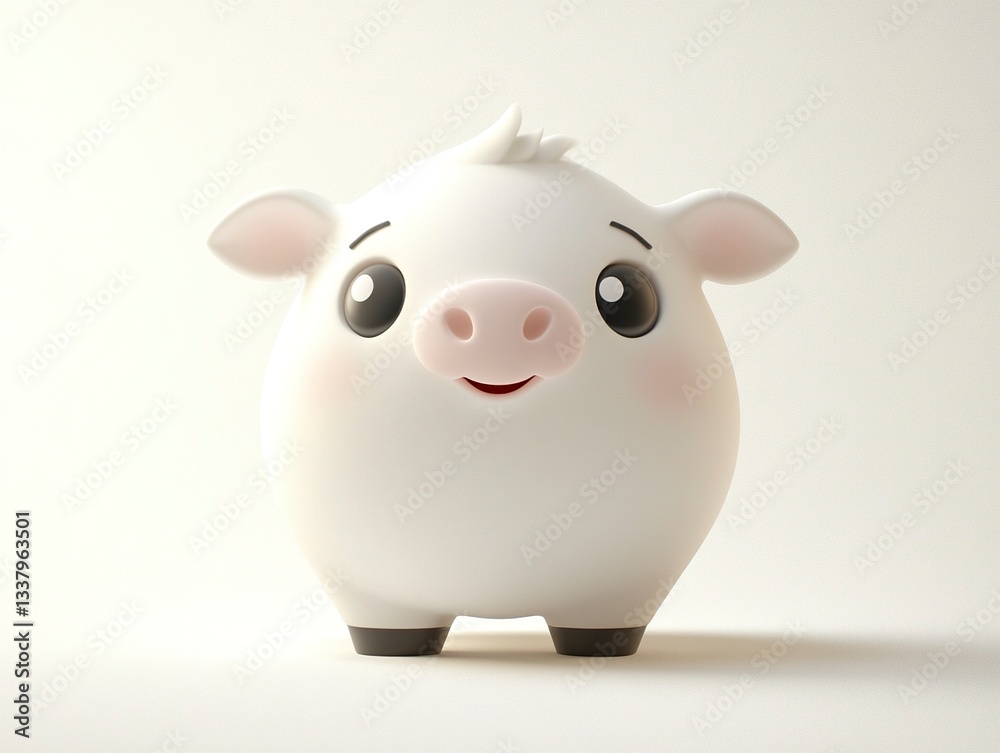 A friendly cow in a minimalist vector style, its big round eyes and soft curves making it irresistibly adorable, perfectly centered on a white backdrop. A friendly cow in a minimalist vector style, its big round eyes and soft curves making it irresistibly adorable, perfectly centered on a white backdrop.