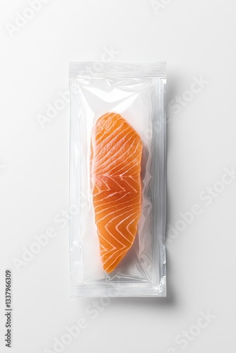 Fresh Orange Salmon Fillet Wrapped in Plastic Packaging for Sale