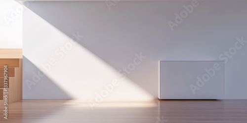 Wallpaper Mural Sunlight casts a diagonal shadow in a minimalist interior space during the day Torontodigital.ca