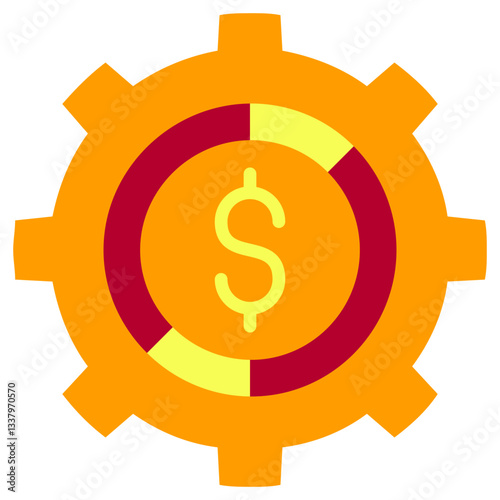 Dollar Gear Flat Icon Style Icon, Business and Marketing Flat Icon Style Icon