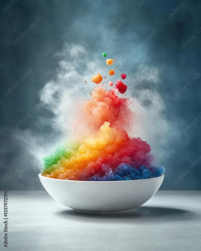 Fototapeta premium Vibrant color explosion kitchen table artistic photography indoor close-up creative culinary art