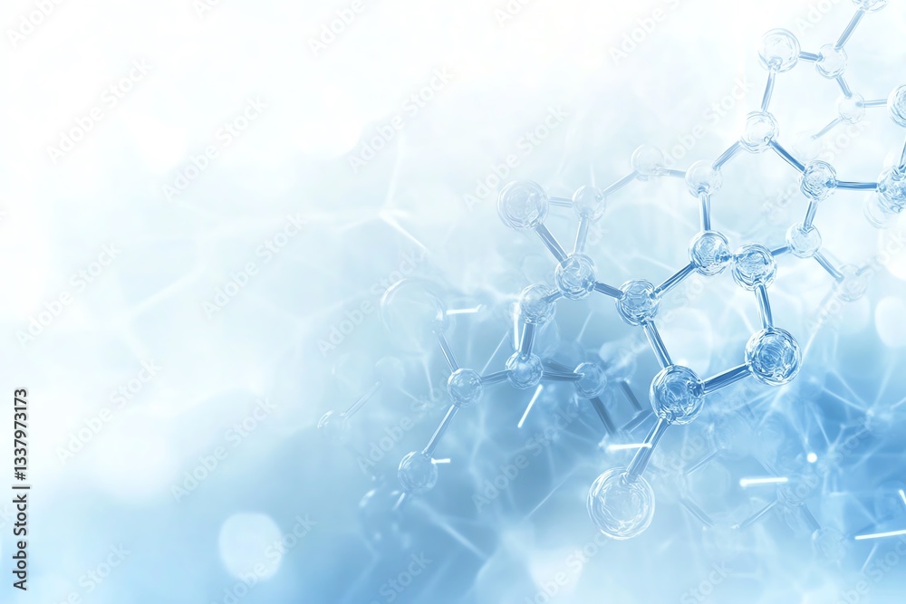 Obraz premium White and light blue medical abstract gradient background with molecule