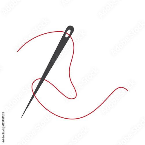 Thread needle illustration vector flat design