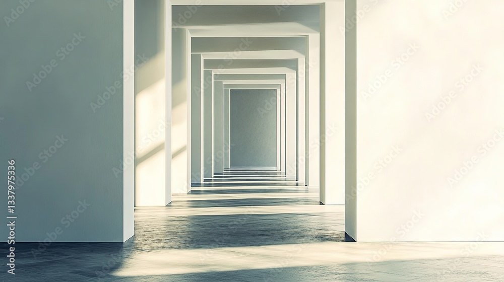 Obraz premium The interior of a modern architectural space with geometric minimalism, intended for construction, high-end residential, and related promotional and design purposes in design and art.