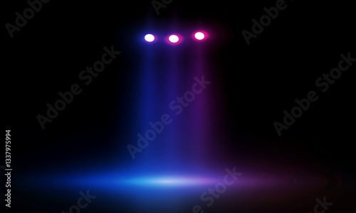 Colorful lights on the stage light floodlights vector design.