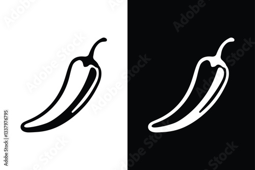Spicy Chili Pepper Icon. High-Quality Vector Illustration in Black & White