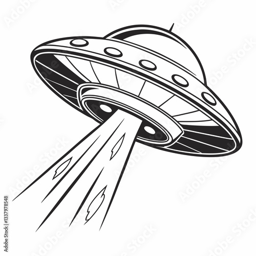 ufo alien spaceship, spacecrafts and ufo vector design