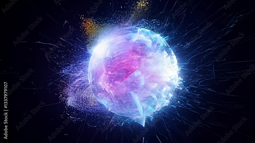A dynamic energy particle transition, adding a futuristic and sleek touch to logo animations. A dynamic energy particle transition, adding a futuristic and sleek touch to logo animations.