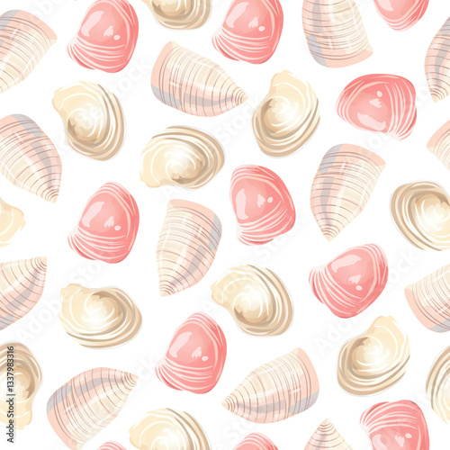 Nautical seashell and starfish design for summer vibes
Ocean-inspired seamless pattern with shells and coastal elements