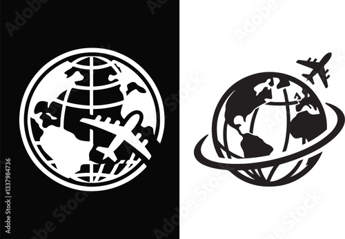World Travel Icons Silhouette Vector Illustration