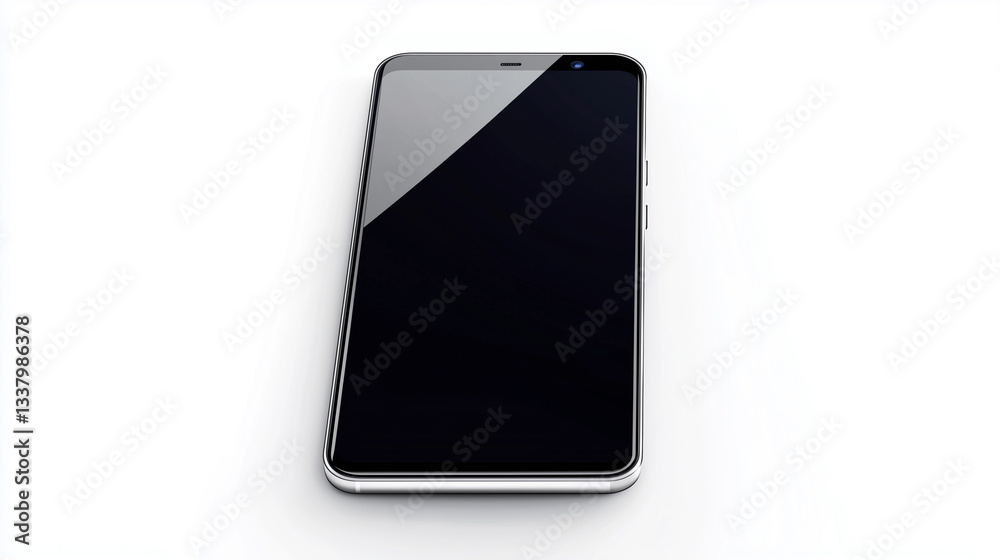 Modern Smartphone with a Stylish Slim Silver Frame and Dark Screen, Depicted in Vector Art to Emphasize Communication in a Simple White Setting.