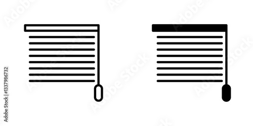 Blinds flat Icons in line outline and flat solid style on white background
