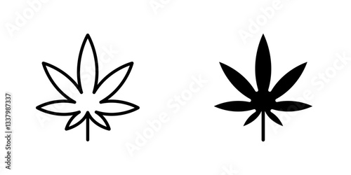 Cannabis flat Icons in line outline and flat solid style on white background