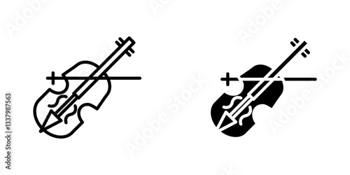 Cello flat Icons in line outline and flat solid style on white background