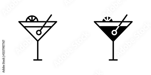 Citrus Glass flat Icons in line outline and flat solid style on white background