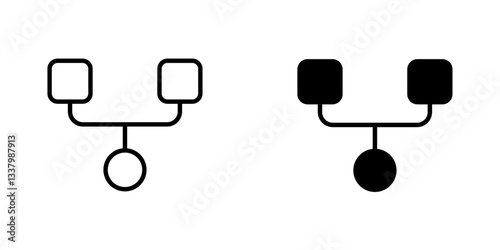 Code Fork flat Icons in line outline and flat solid style on white background
