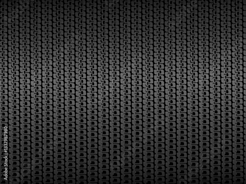Black metal texture steel background. Perforated metal sheet. Black carbon fiber texture.