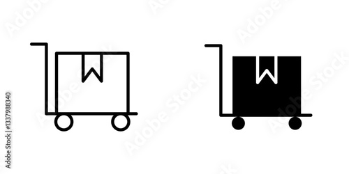 Dolly flatbed flat Icons in line outline and flat solid style on white background