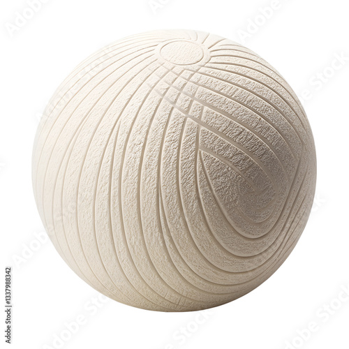 Minimalist ceramic decorative ball, textured surface, transparent backgroundd photo