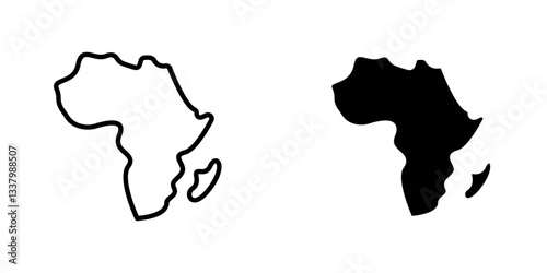 Earth africa flat Icons in line outline and flat solid style on white background
