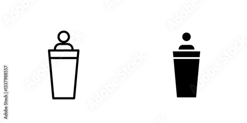 Exhibitor flat Icons in line outline and flat solid style on white background