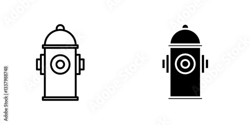 Fire hydrant flat Icons in line outline and flat solid style on white background
