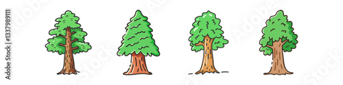 redwood tree icon, redwood tree vector illustration-simple illustration of redwood tree, perfect for redwood tree logos and icons