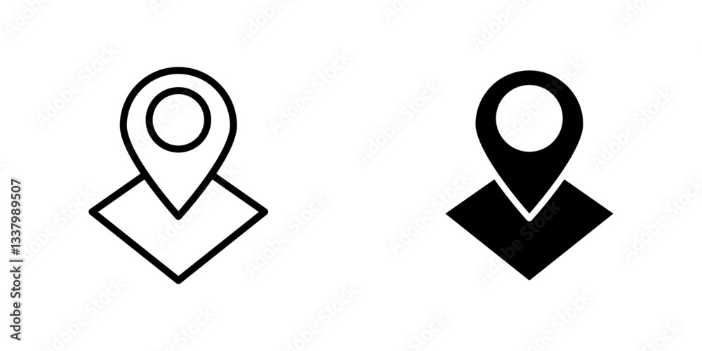 Land layer location flat Icons in line outline and flat solid style on white background Land layer location flat Icons in line outline and flat solid style on white background