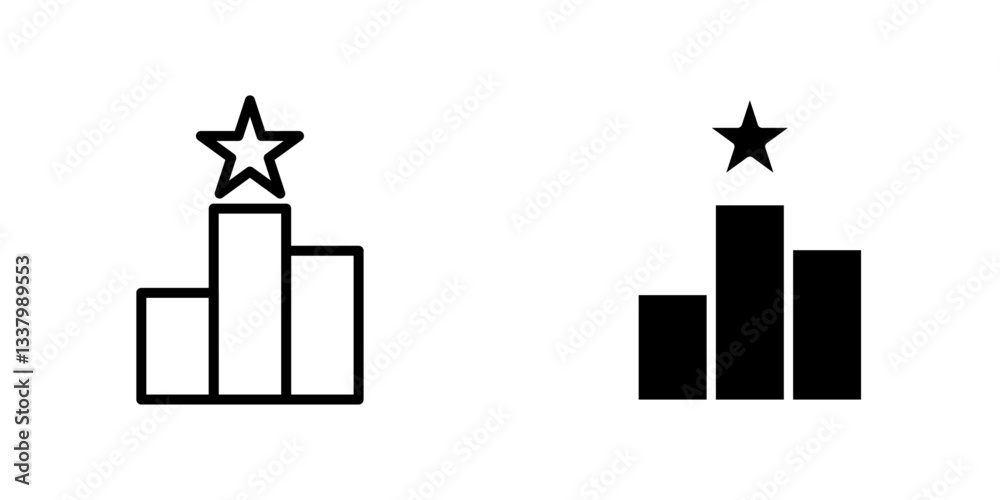 Leaderboard flat Icons in line outline and flat solid style on white background Leaderboard flat Icons in line outline and flat solid style on white background