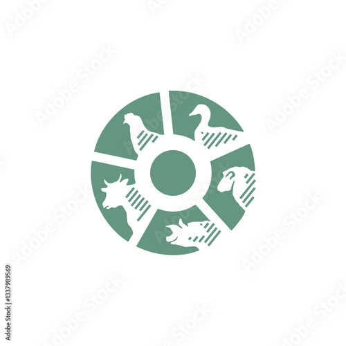 Livestock Chart, Chicken Duck Cow Pig Sheep Logo Design Vector