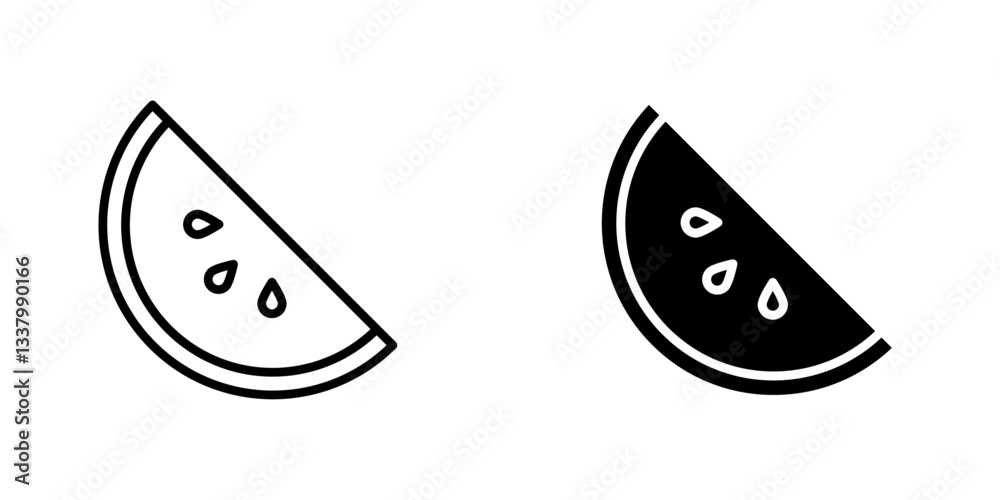 Melon flat Icons in line outline and flat solid style on white background Melon flat Icons in line outline and flat solid style on white background