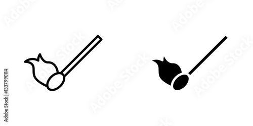 Match fire flat Icons in line outline and flat solid style on white background