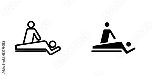 Massage flat Icons in line outline and flat solid style on white background