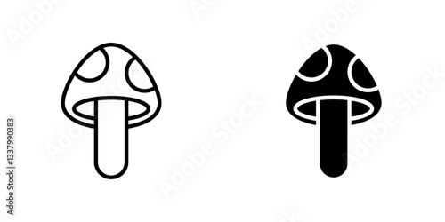 Mushroom flat Icons in line outline and flat solid style on white background
