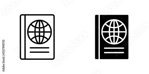 Passport flat Icons in line outline and flat solid style on white background