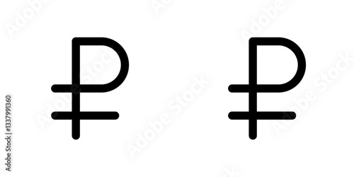 Ruble flat Icons in line outline and flat solid style on white background