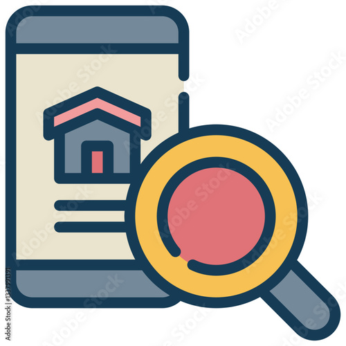 search finding magnifying home loan property finance mortgage filled outline icon