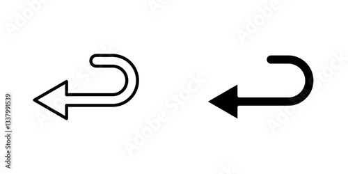 Send back flat Icons in line outline and flat solid style on white background