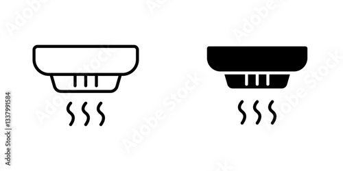 Sensor smoke flat Icons in line outline and flat solid style on white background
