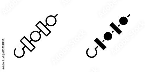 Skewer flat Icons in line outline and flat solid style on white background