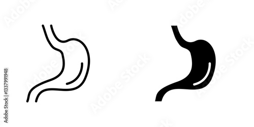 Stomach flat Icons in line outline and flat solid style on white background