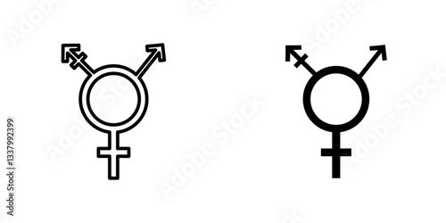 Transgender flat Icons in line outline and flat solid style on white background