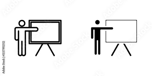 User chalkboard flat Icons in line outline and flat solid style on white background