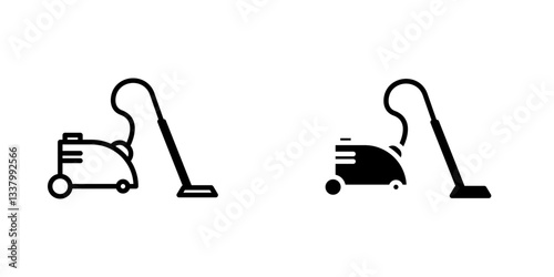 Vacuum cleaner flat Icons in line outline and flat solid style on white background