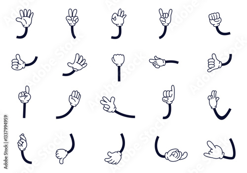 Retro Comic Hands Gesture Element