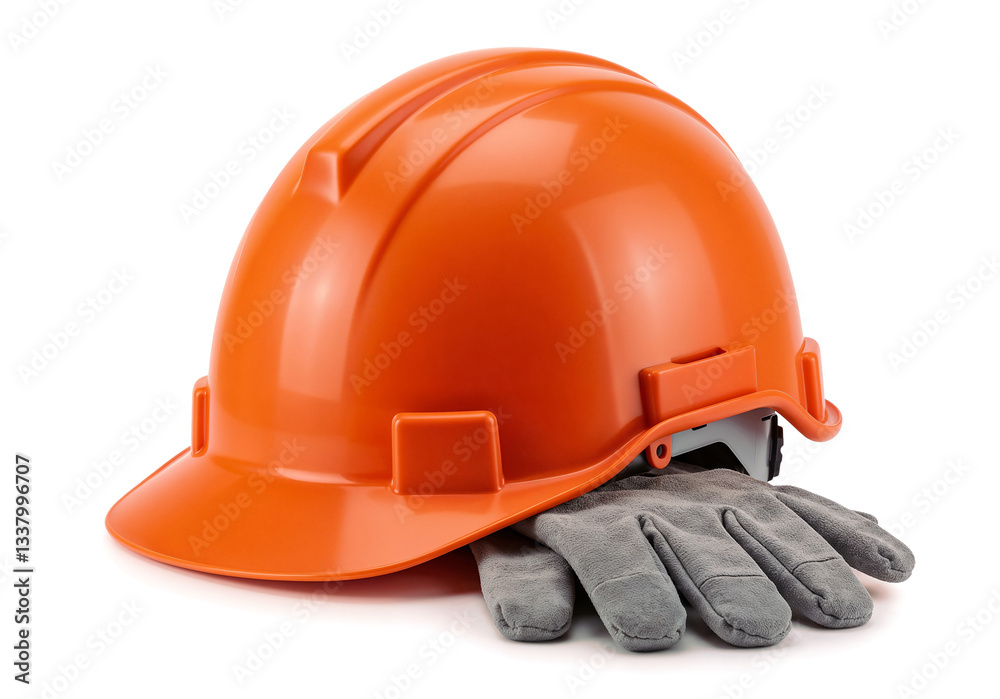 layout construction helmet and accessories of the builder on a white background . Generative AI layout construction helmet and accessories of the builder on a white background . Generative AI